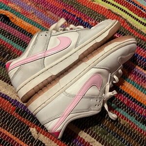Nike White and Pink Low-Top Sneakers